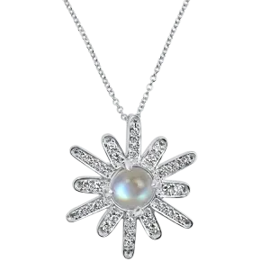 Mark Henry 18k White Gold Diamond and Moonstone Necklace