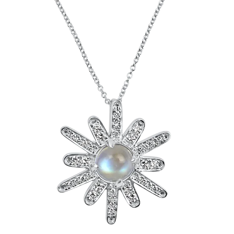Mark Henry 18k White Gold Diamond and Moonstone Necklace