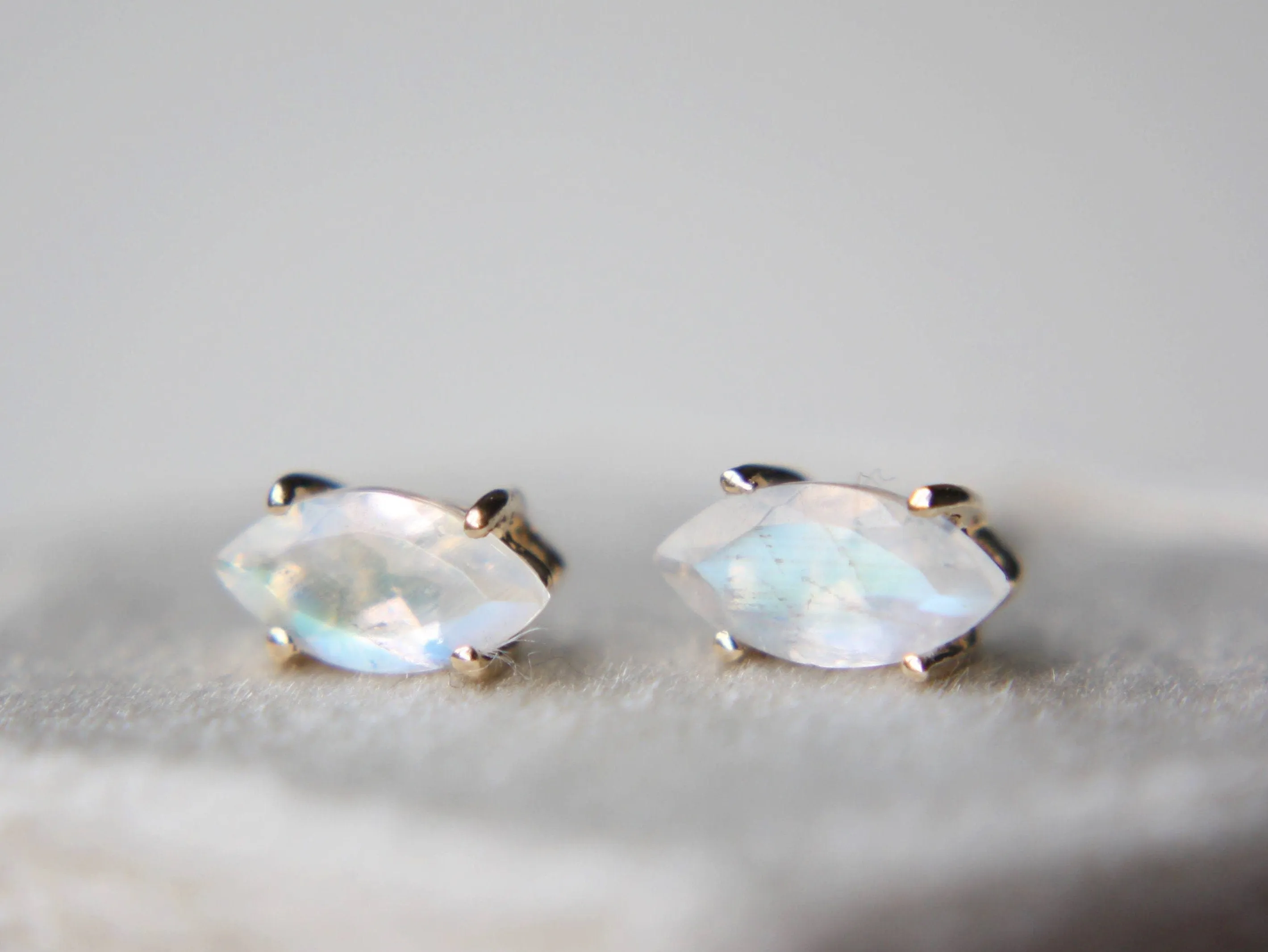 Marquise Moonstone Studs