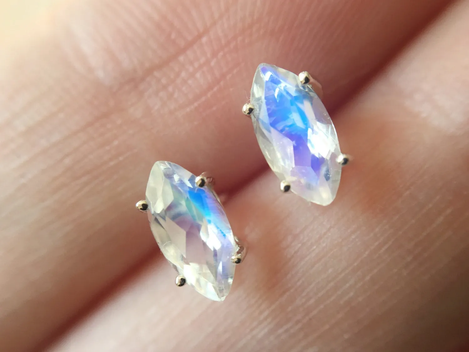 Marquise Moonstone Studs