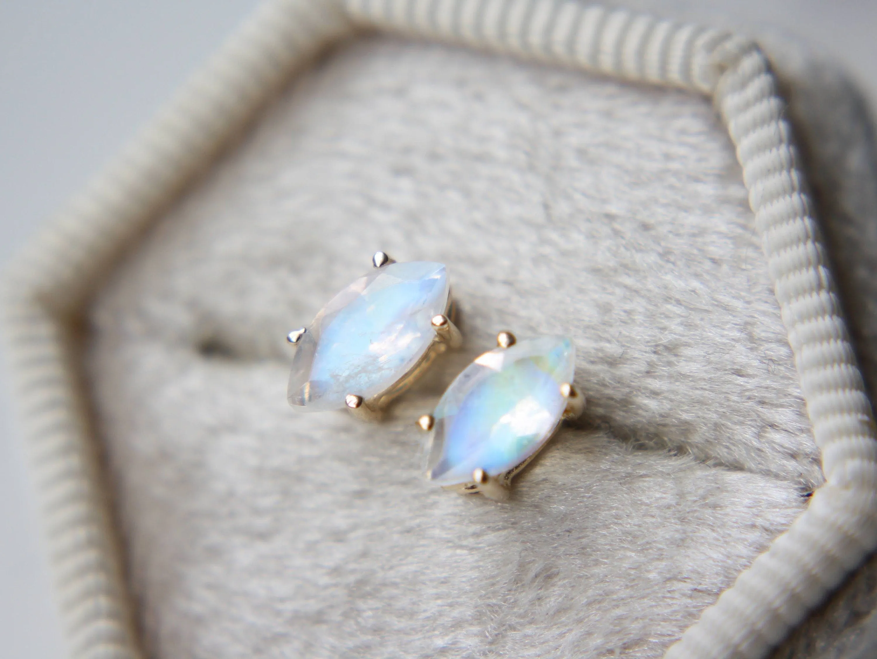 Marquise Moonstone Studs