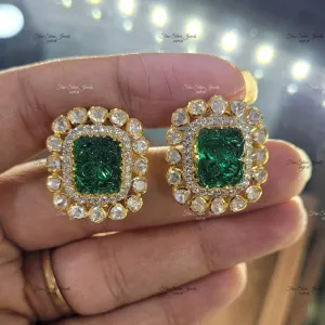 MASPARA POLKI EMERALD STUD EARRING
