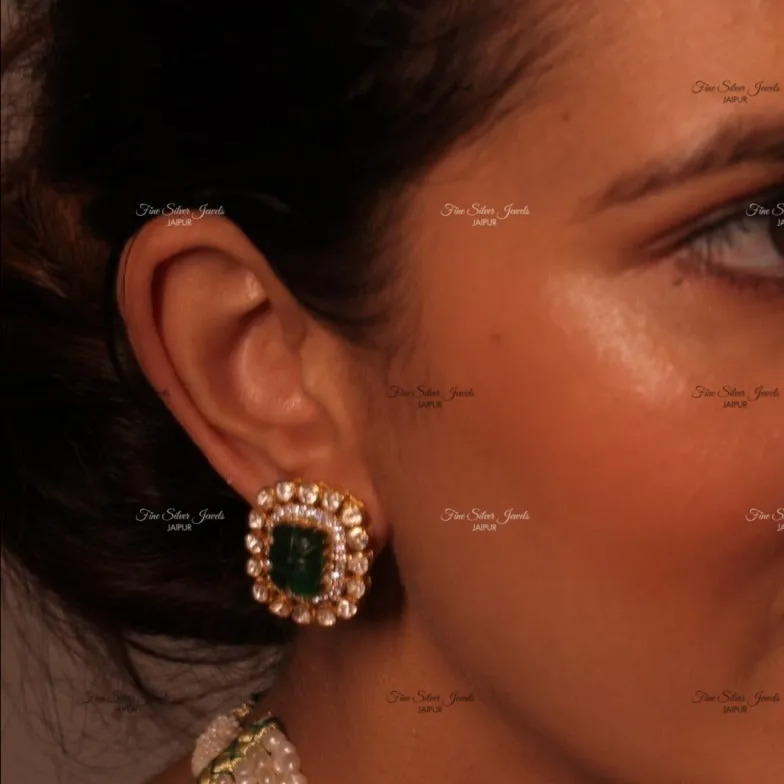 MASPARA POLKI EMERALD STUD EARRING