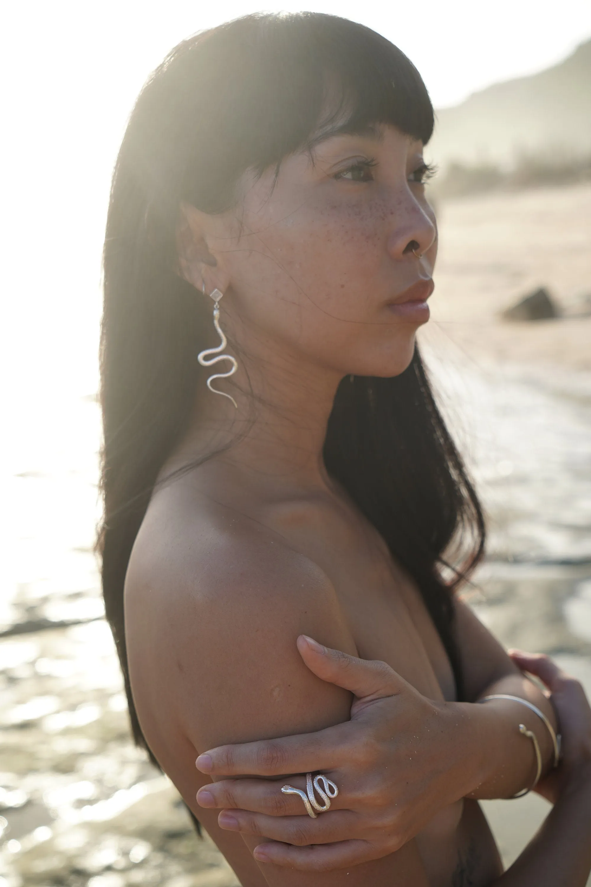 Medusa Sterling Silver Rainbow Moonstone Earrings