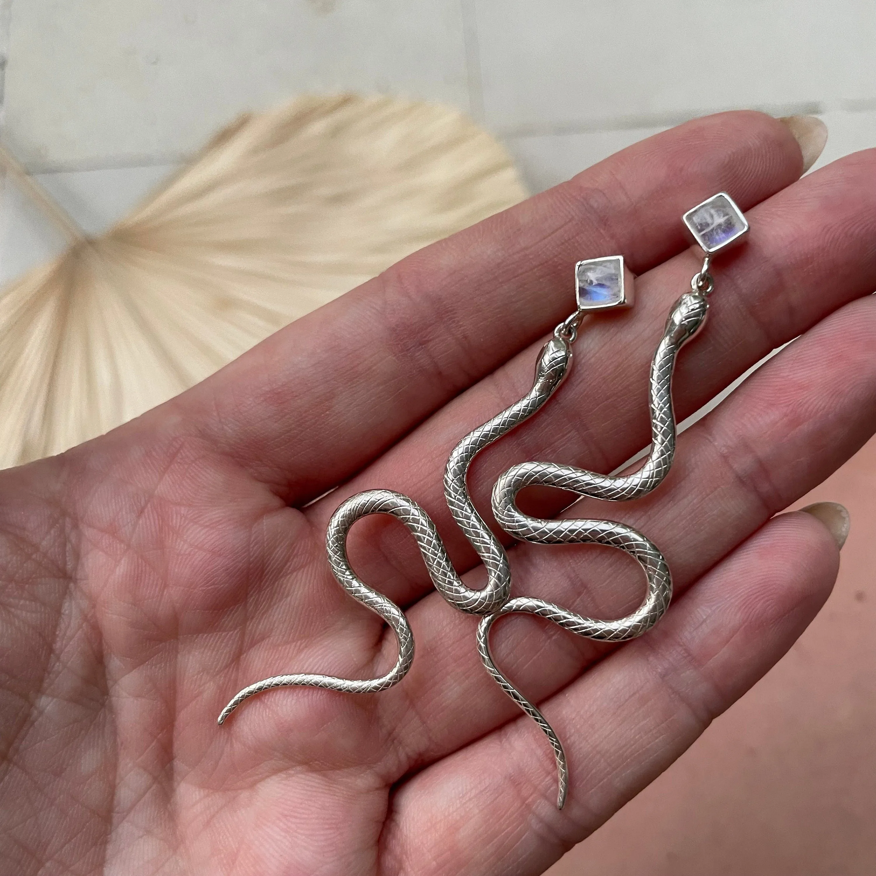 Medusa Sterling Silver Rainbow Moonstone Earrings