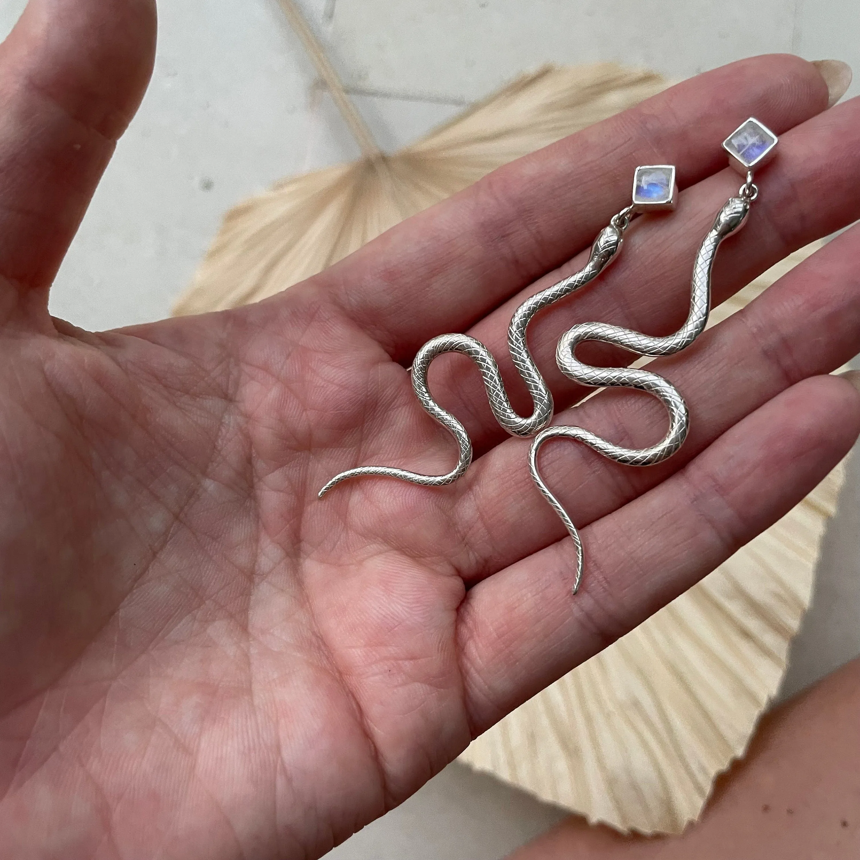 Medusa Sterling Silver Rainbow Moonstone Earrings