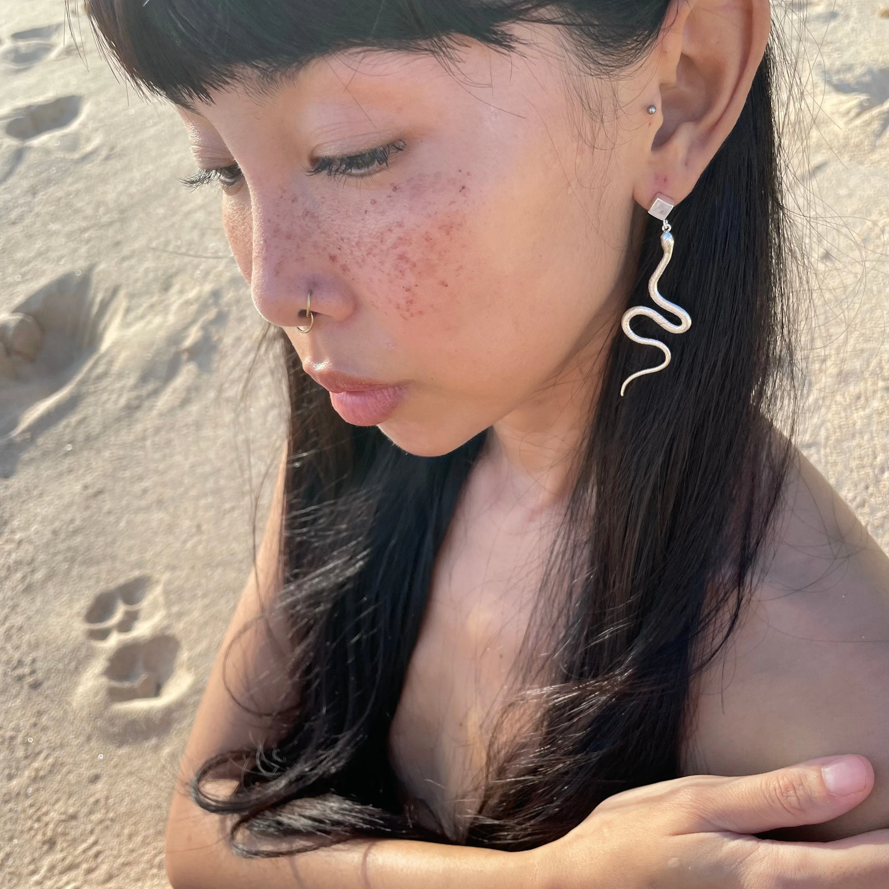 Medusa Sterling Silver Rainbow Moonstone Earrings