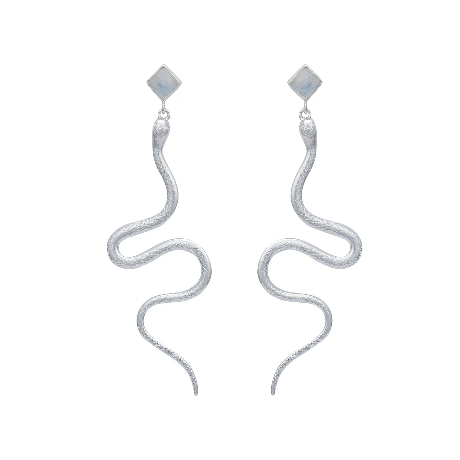 Medusa Sterling Silver Rainbow Moonstone Earrings