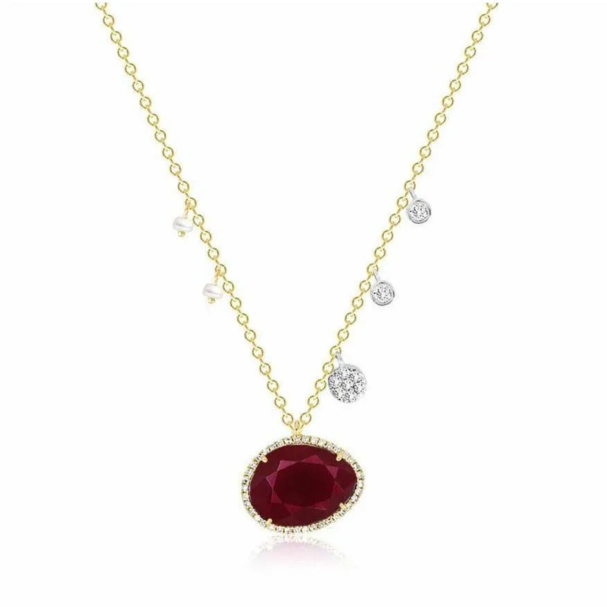 Meira T Ruby Off-Centered Pearls & Diamond Charms