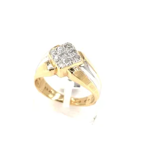 Men’s 9ct Yellow Gold Diamond Sitnet Ring - 3.8g Size S 0.20ct