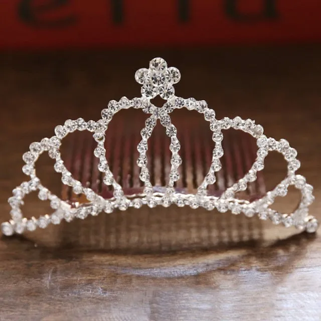Mini Crystal & Pearl Wedding Tiara w/ Hair Combs
