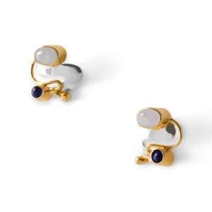 Monet inspirations Water Lily Earrings - Sterling Silver with Rainbow Moonstone & Iolite