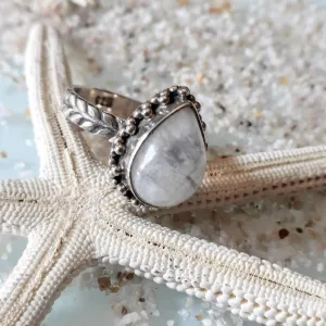 MOON TEAR LEAF - MOONSTONE 925 RING