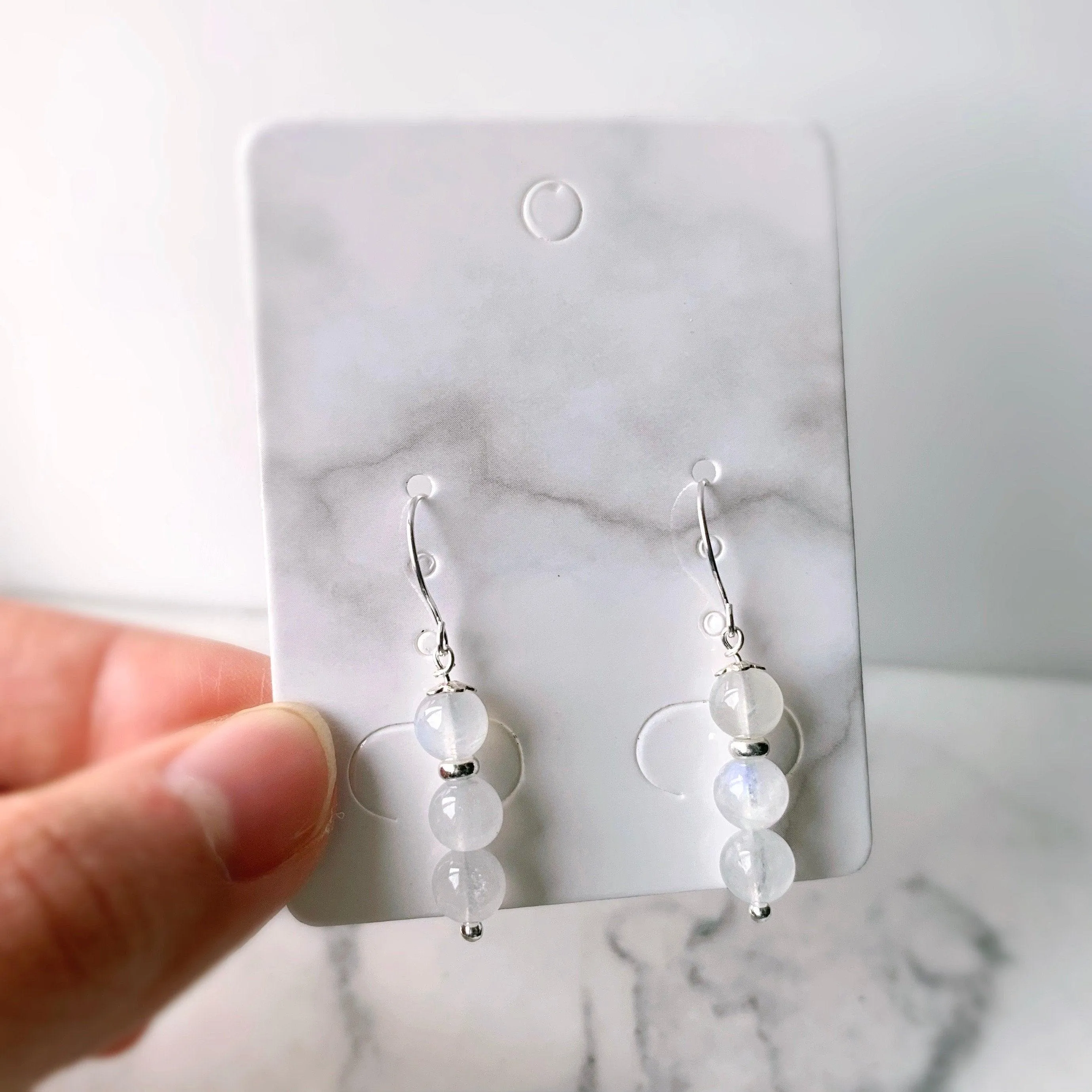 Moonstone 925 Silver Drop Earrings