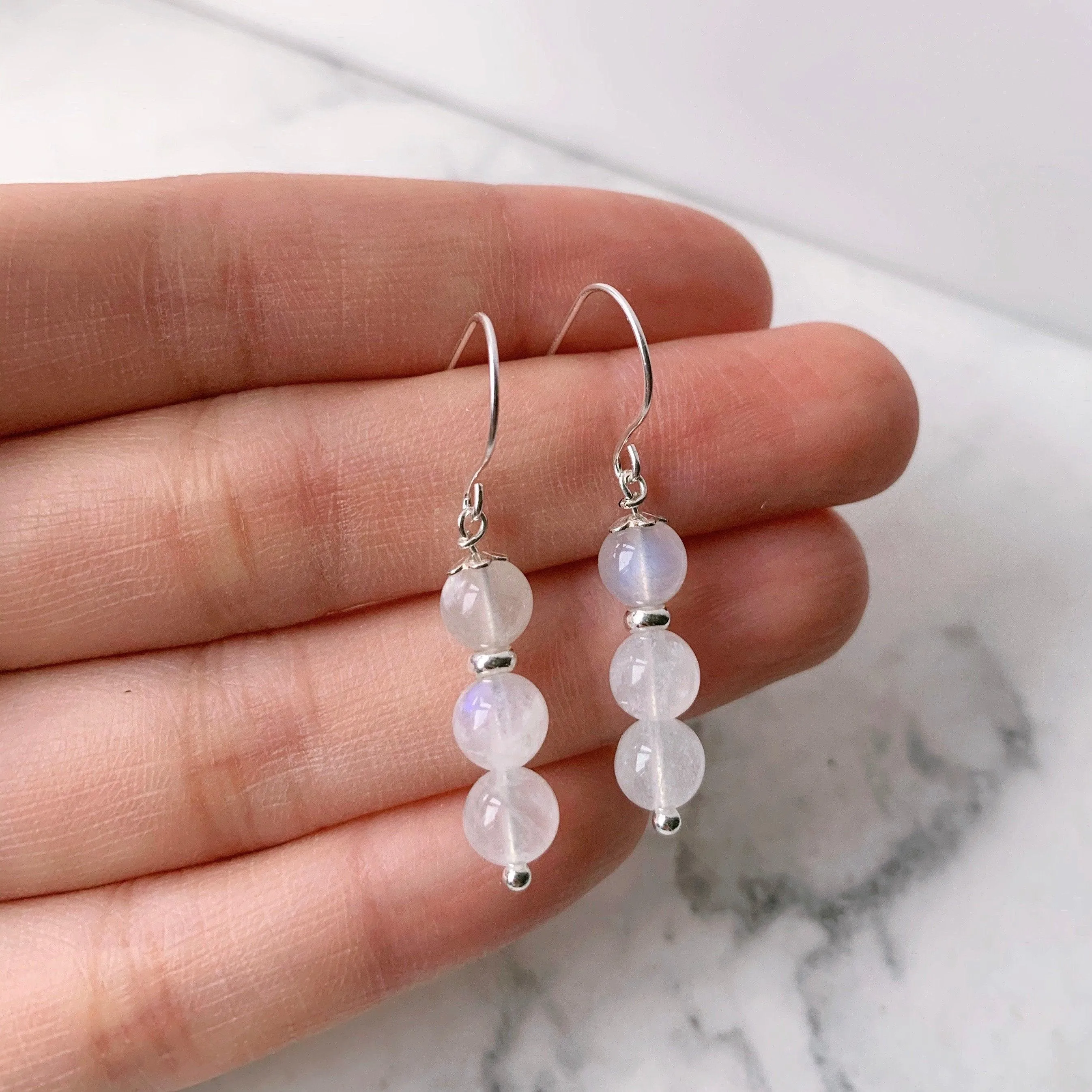 Moonstone 925 Silver Drop Earrings