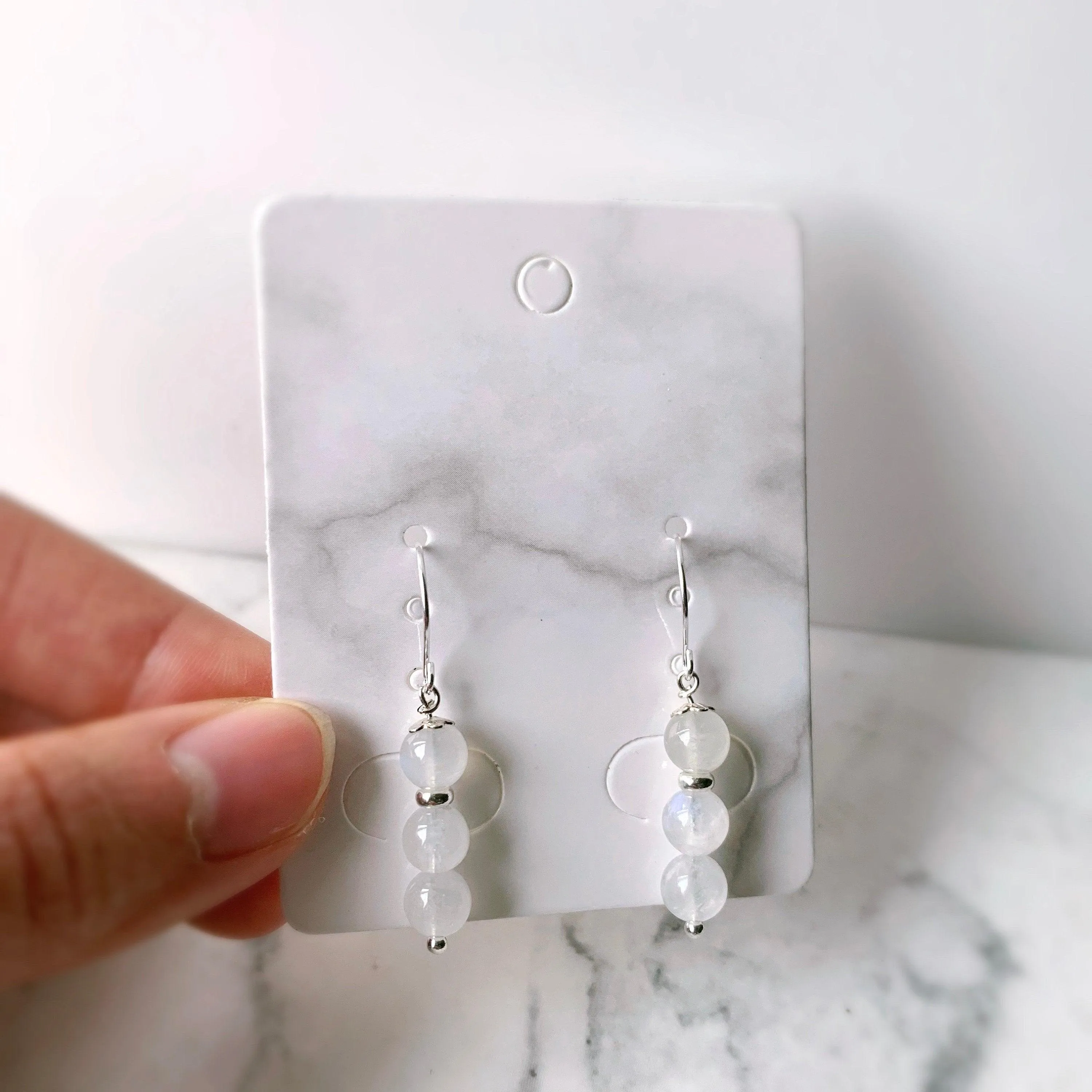 Moonstone 925 Silver Drop Earrings