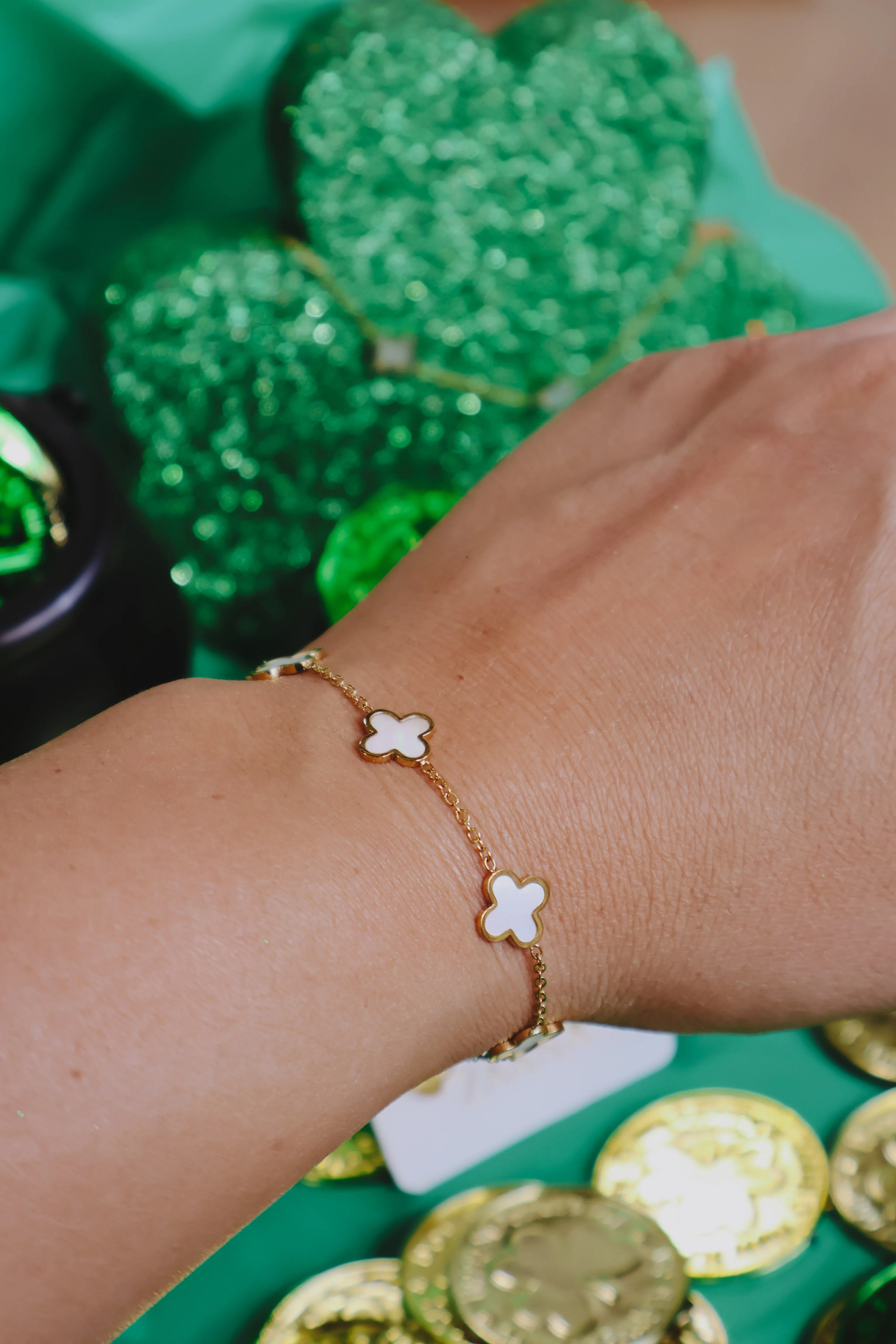 Moonstone Clover Bracelet