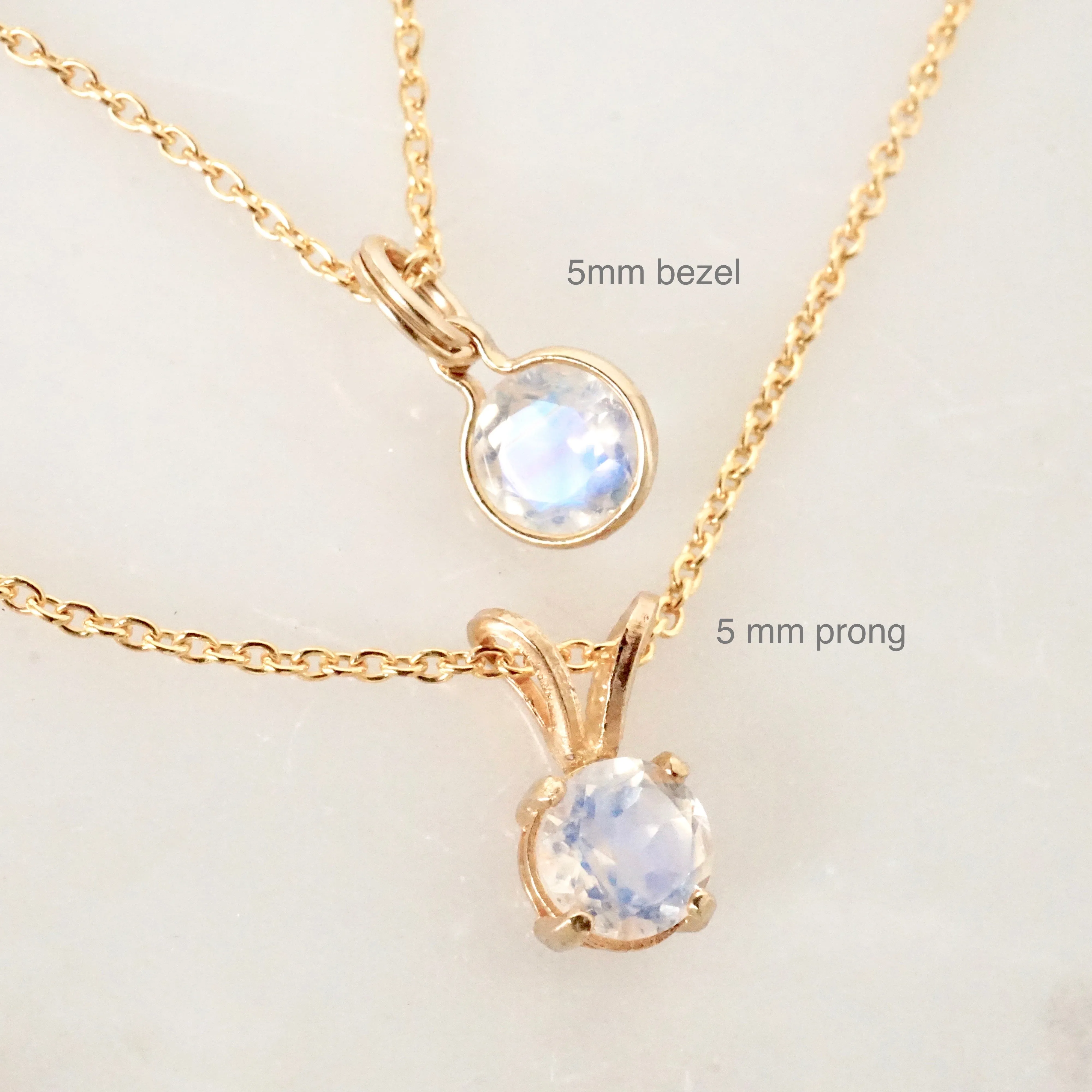 Moonstone Gold Pendant Necklace  - Faceted Moonstone Pendant - Gold Moonstone Pendant
