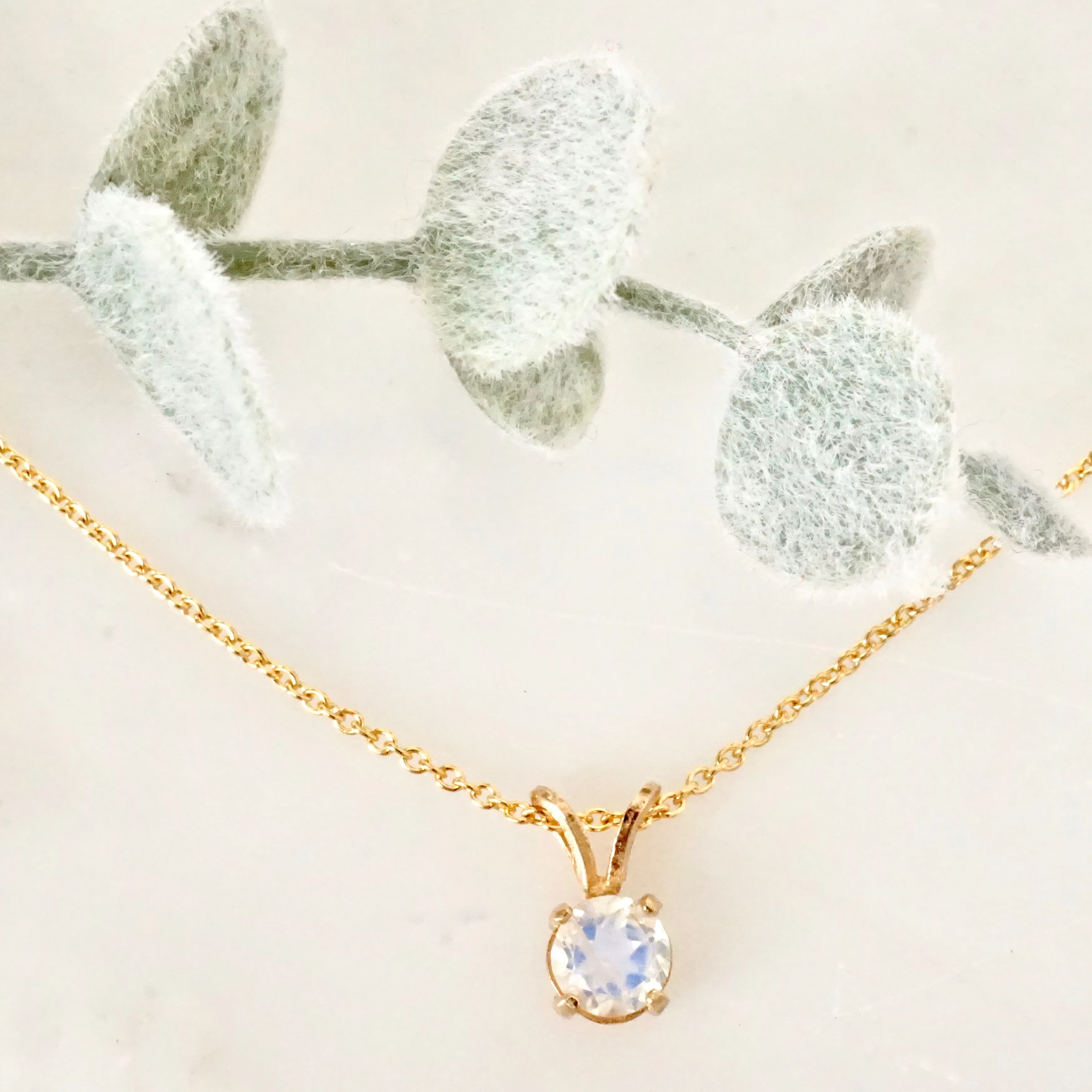 Moonstone Gold Pendant Necklace  - Faceted Moonstone Pendant - Gold Moonstone Pendant