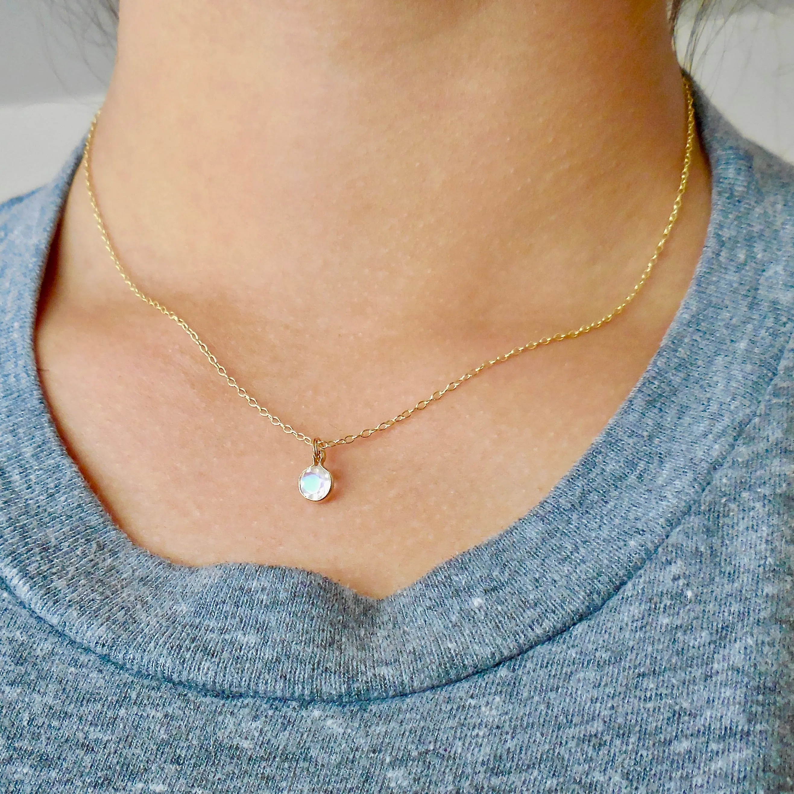 Moonstone Gold Pendant Necklace  - Faceted Moonstone Pendant - Gold Moonstone Pendant