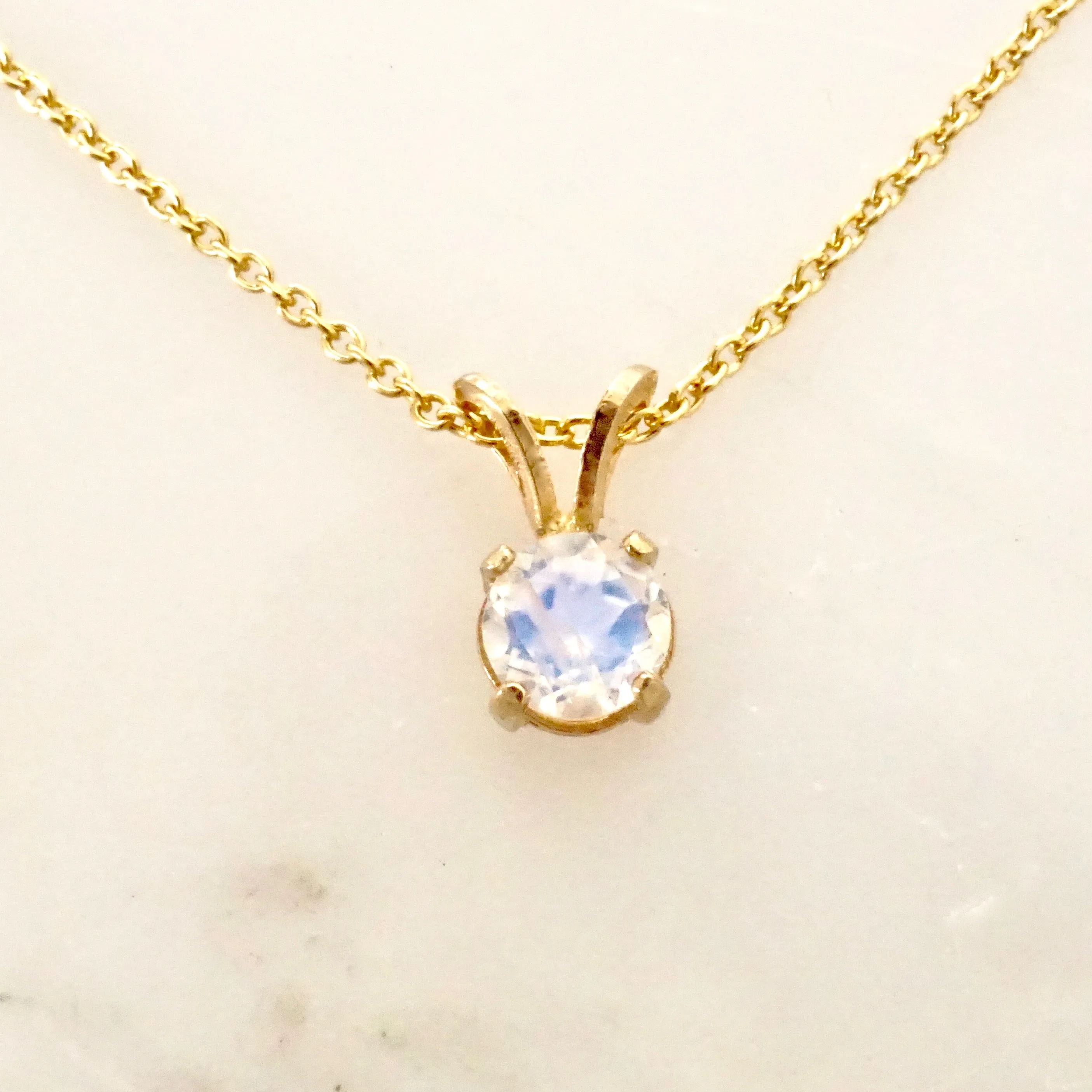 Moonstone Gold Pendant Necklace  - Faceted Moonstone Pendant - Gold Moonstone Pendant