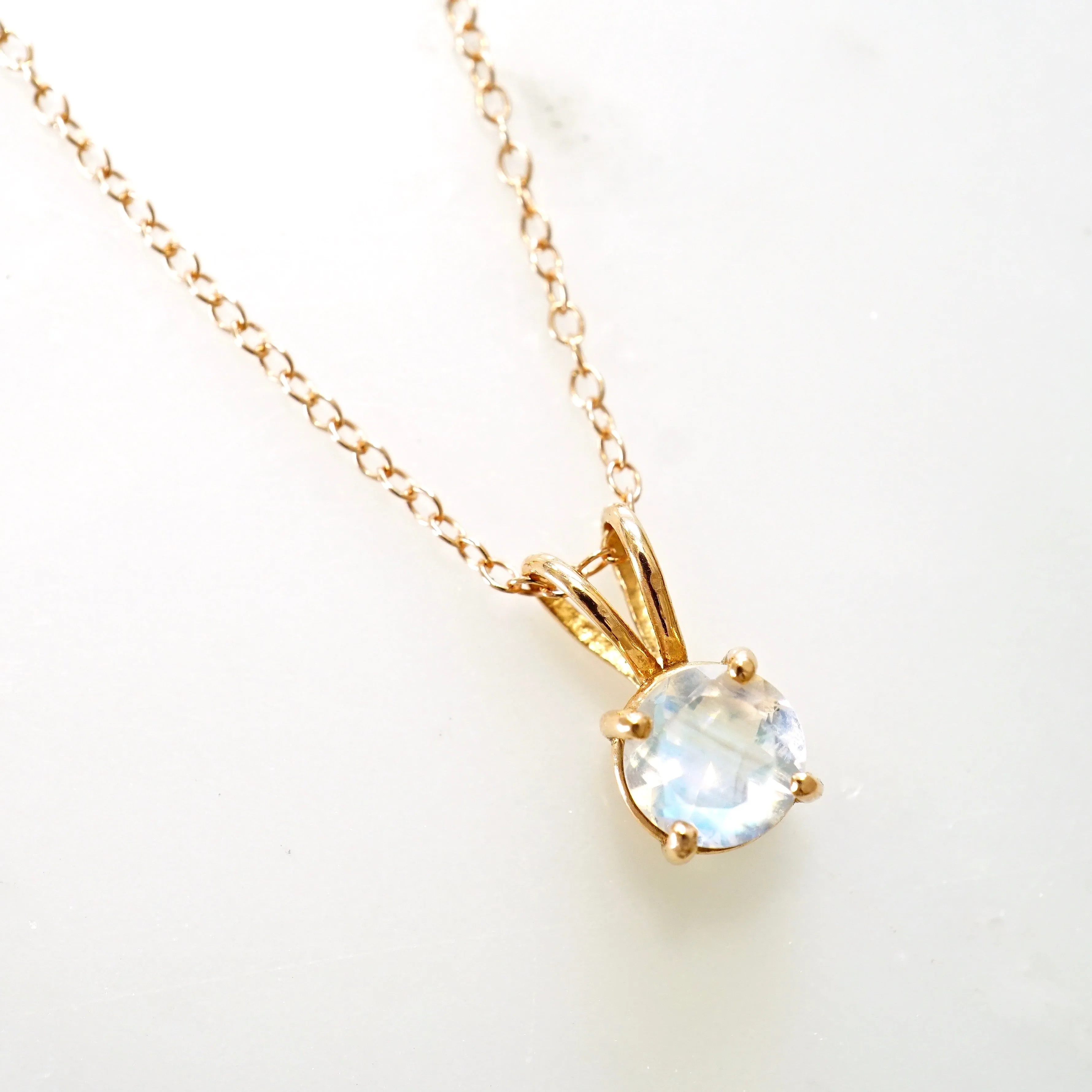 Moonstone Gold Pendant Necklace  - Faceted Moonstone Pendant - Gold Moonstone Pendant