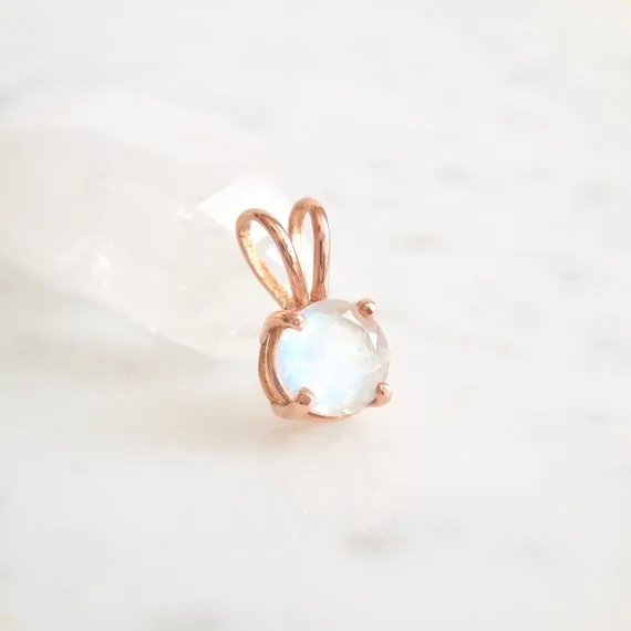 Moonstone Gold Pendant Necklace  - Faceted Moonstone Pendant - Gold Moonstone Pendant
