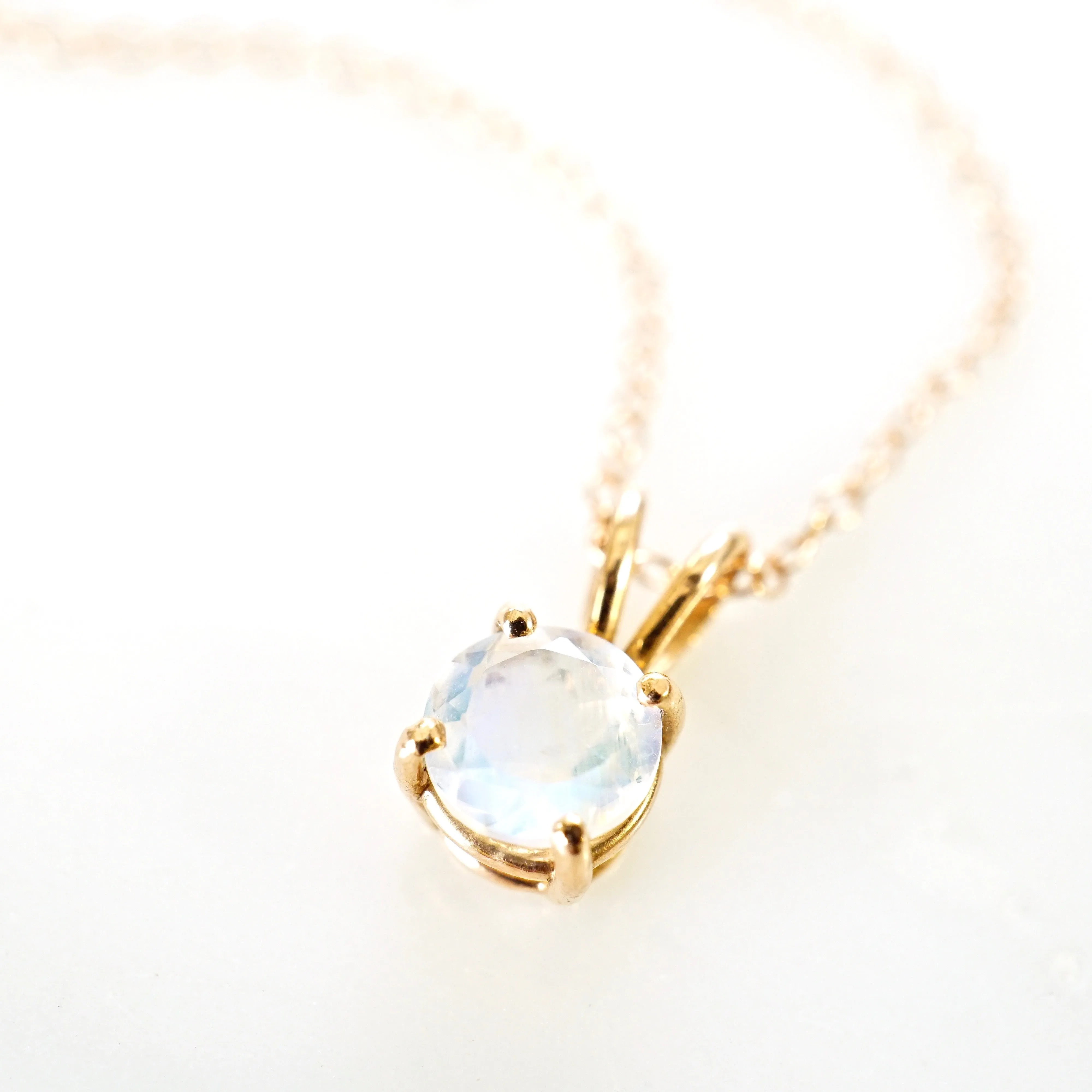 Moonstone Gold Pendant Necklace  - Faceted Moonstone Pendant - Gold Moonstone Pendant