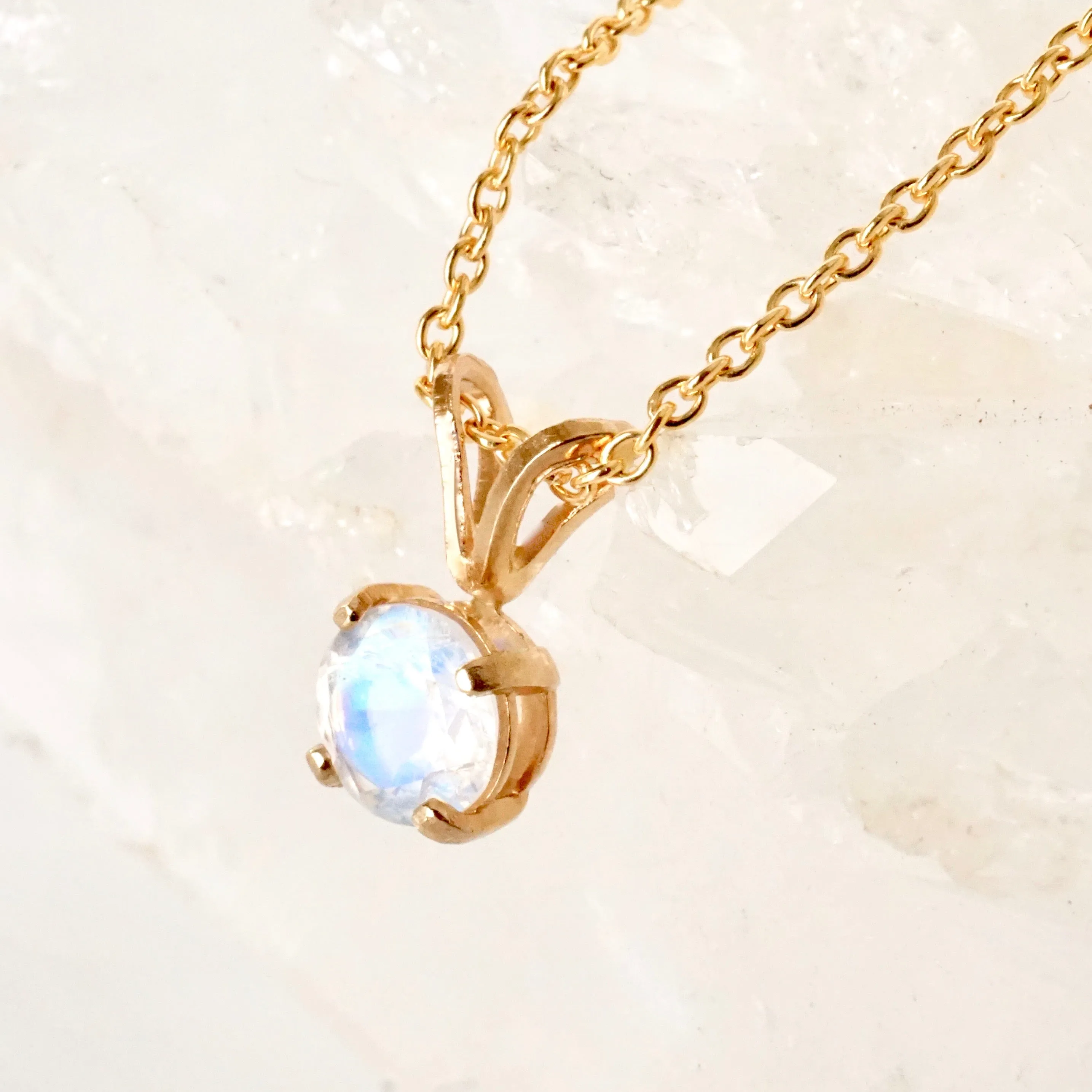 Moonstone Gold Pendant Necklace  - Faceted Moonstone Pendant - Gold Moonstone Pendant