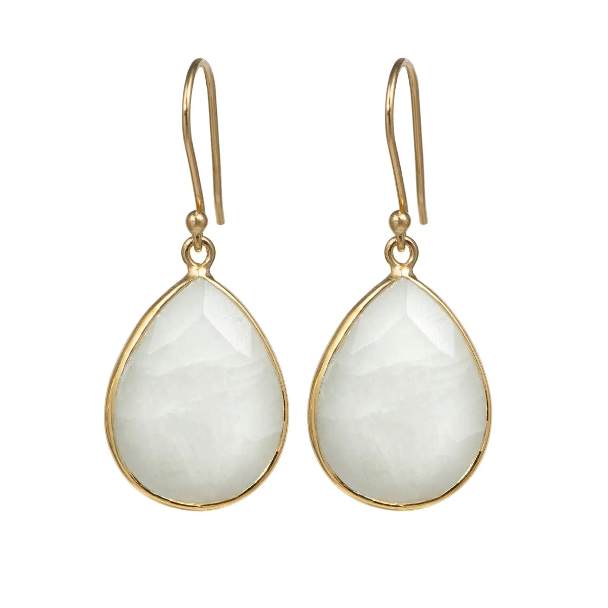 Moonstone Gold Plated Sterling Silver Earrings with a Tear Drop Shaped Gemstone