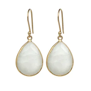 Moonstone Gold Plated Sterling Silver Earrings with a Tear Drop Shaped Gemstone