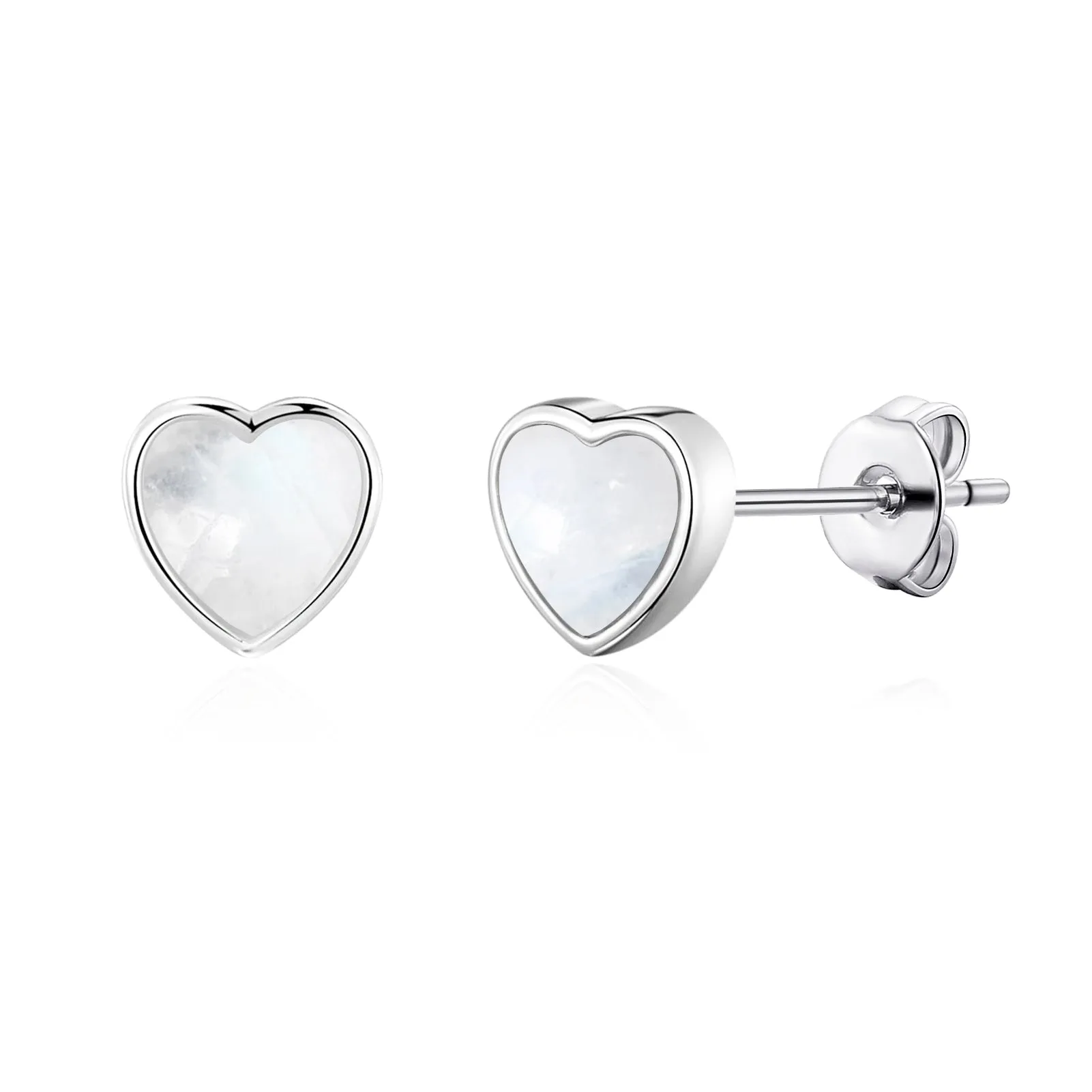 Moonstone Heart Stud Earrings with Quote Card