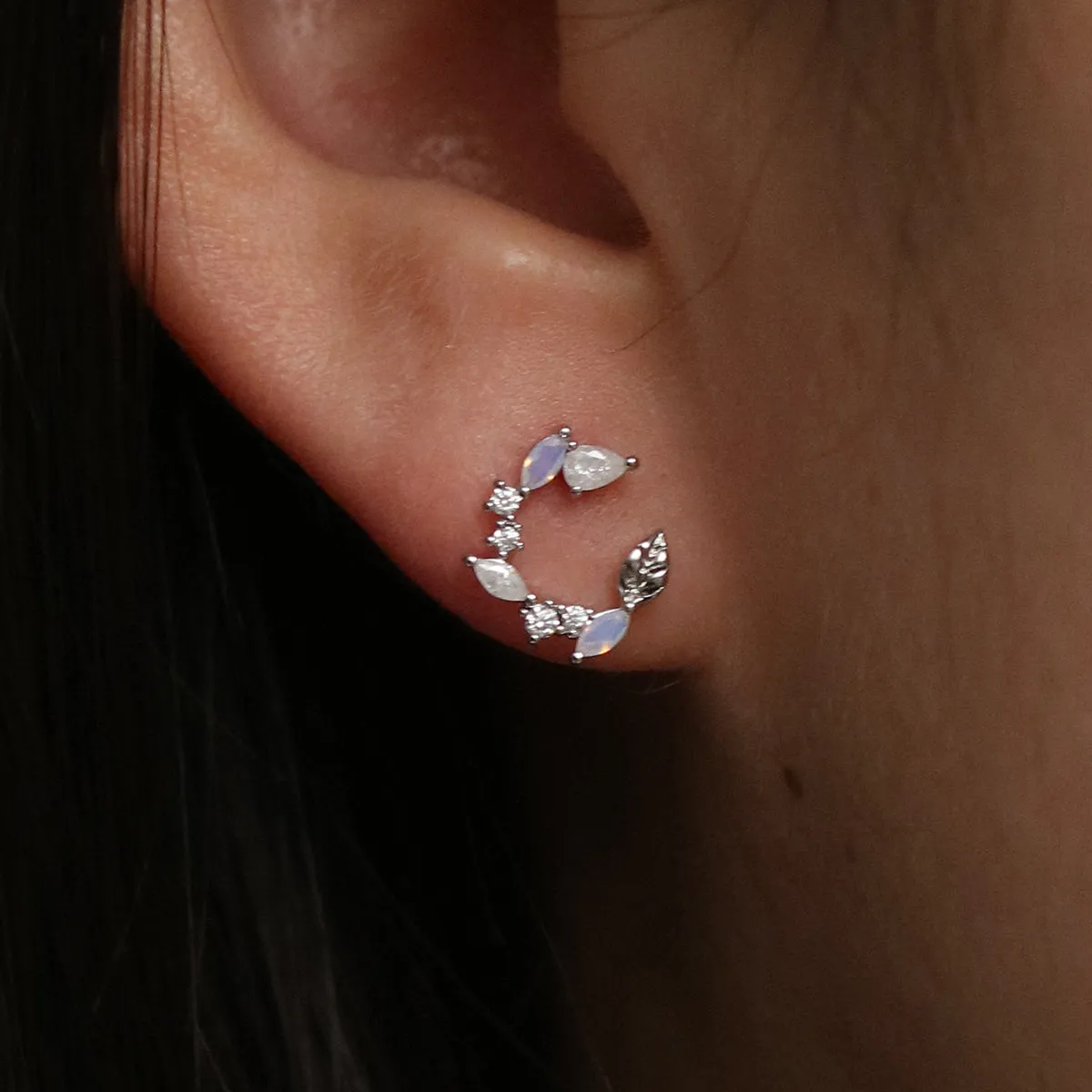 Moonstone laurel earrings