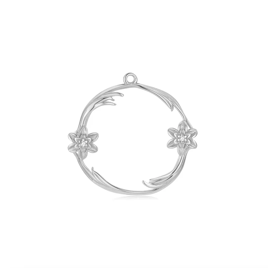 Moonstone Silver Asymmetrical Floral Earrings - Daffodil