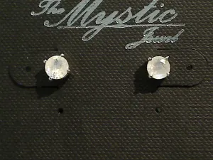Moonstone, Sterling Silver 5MM Stud Earrings