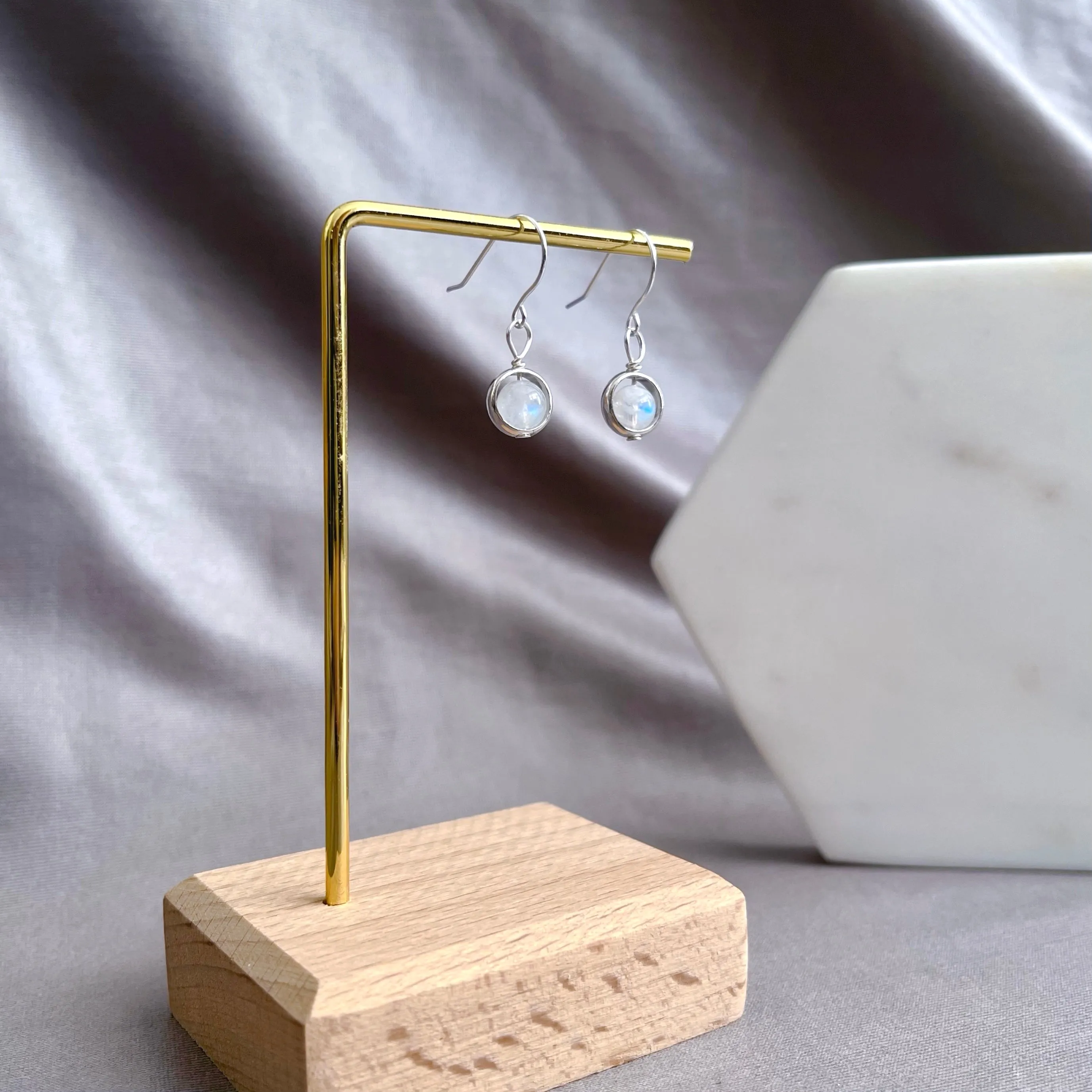 Moonstone Sterling Silver Hoop Earrings