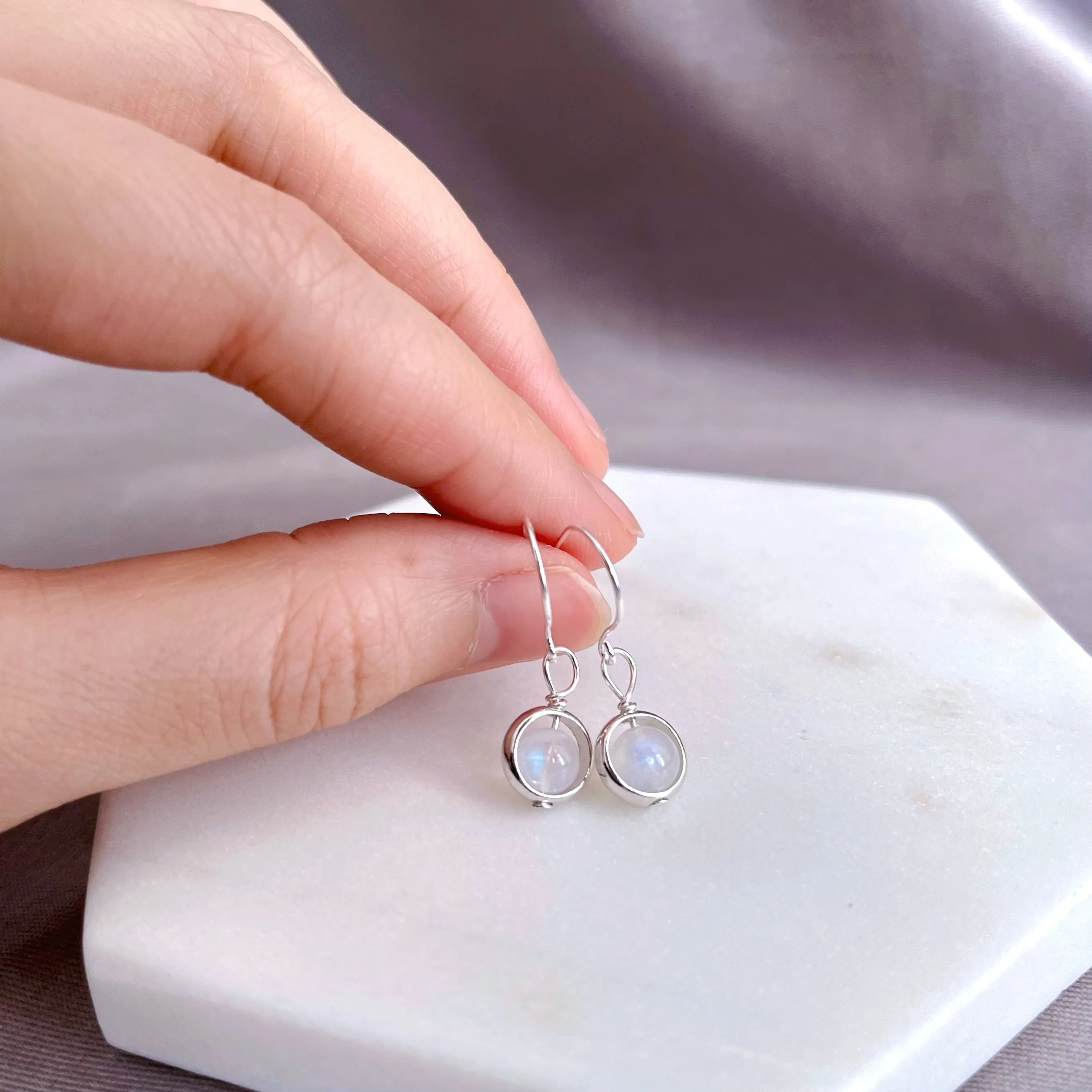 Moonstone Sterling Silver Hoop Earrings