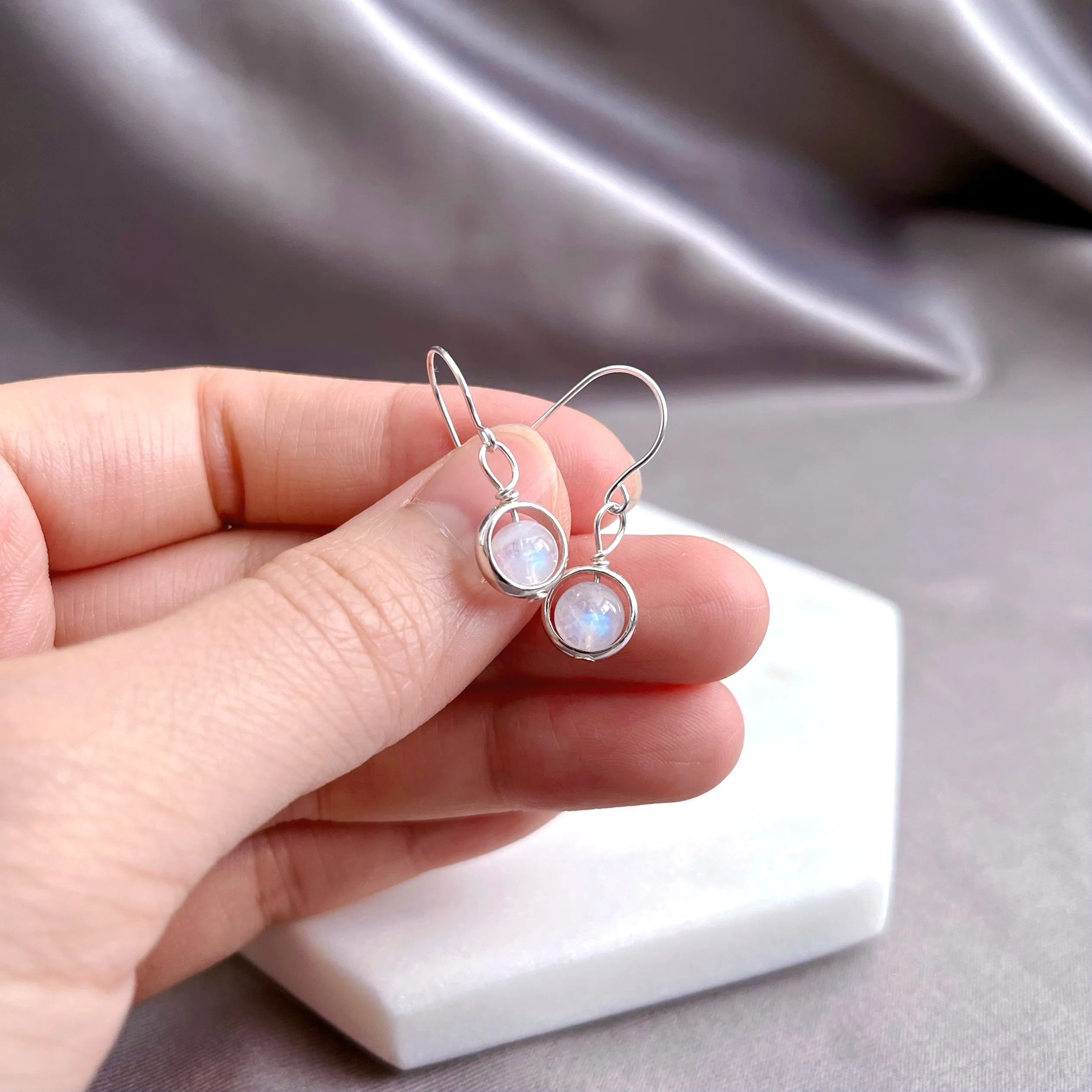 Moonstone Sterling Silver Hoop Earrings