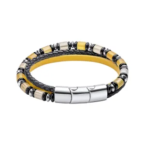 Multi Layered Leather Bracelet with Jade and Onyx Beads