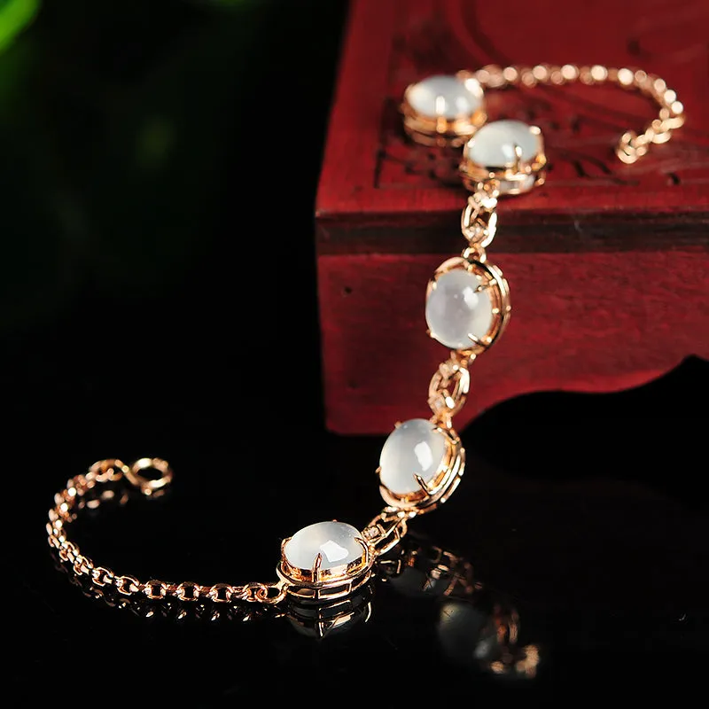 Natural Jade Bracelet Jadeite Gold Bracelet BT20