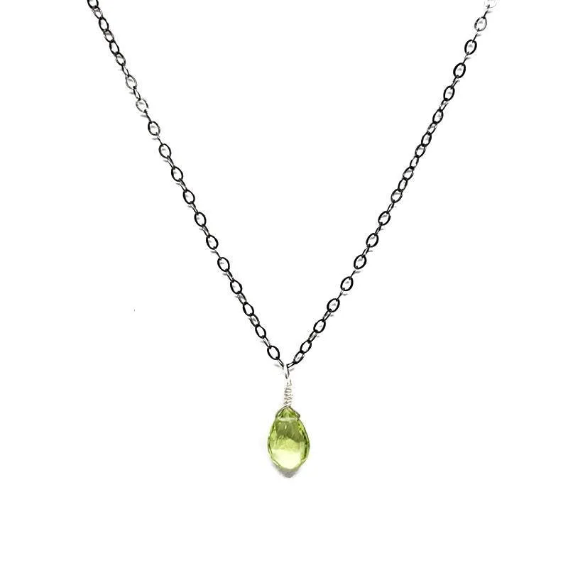 Necklace - Peridot Gemstone Oxidized Sterling by Foamy Wader