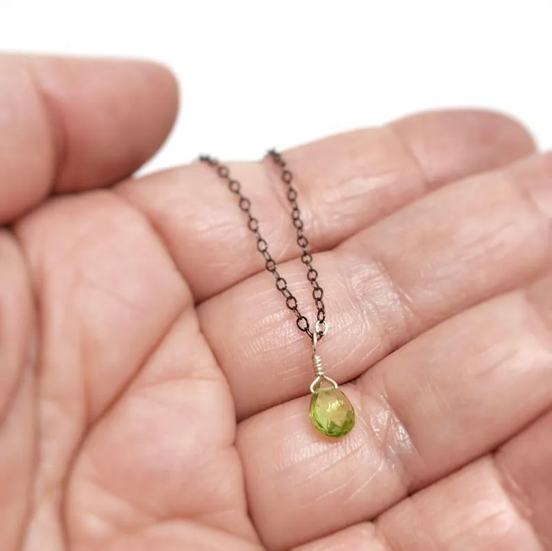 Necklace - Peridot Gemstone Oxidized Sterling by Foamy Wader