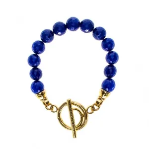 Nikki Lissoni Faceted Blue Jade  Gold Plated Beaded Bracelet