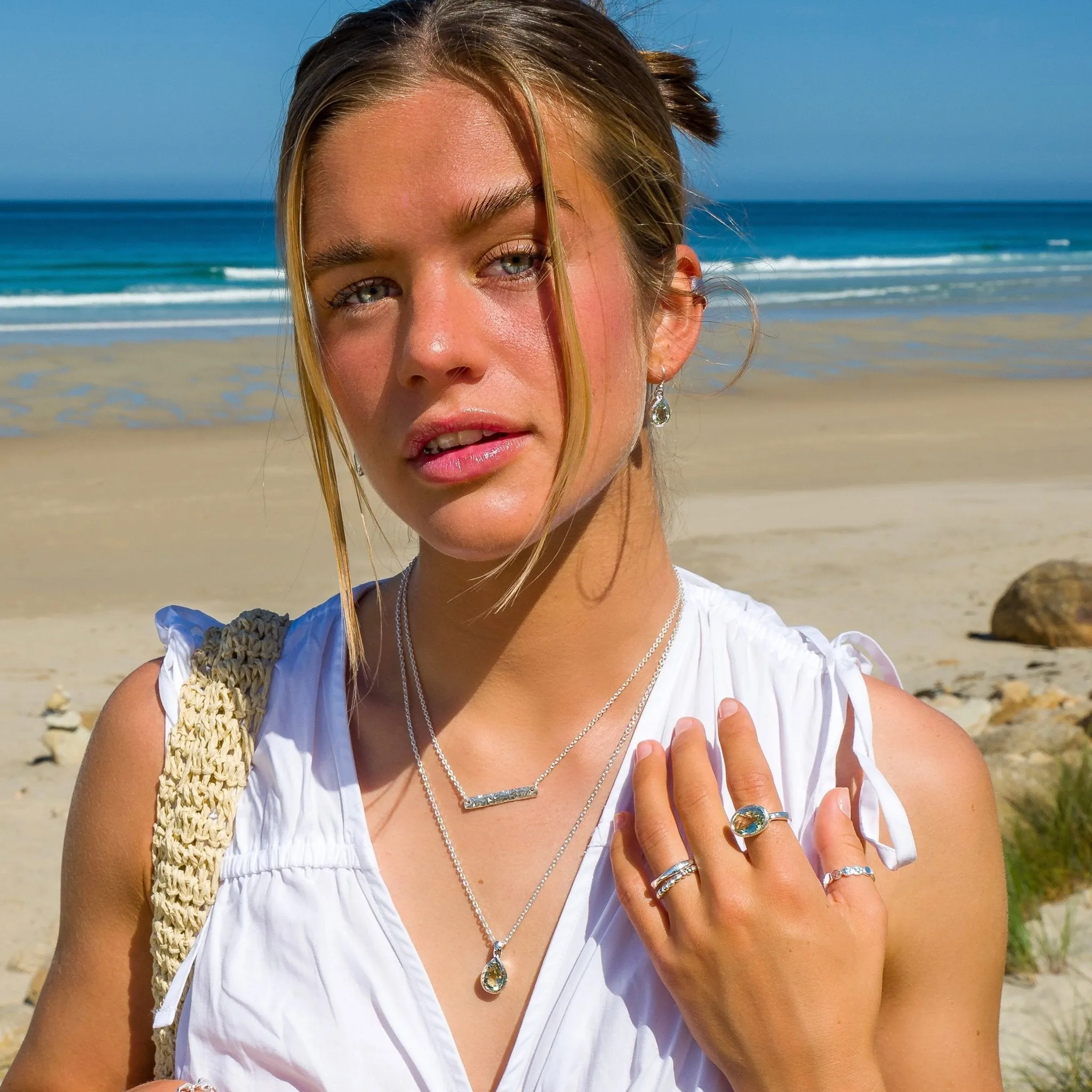 Ocean droplet Quartz earrings