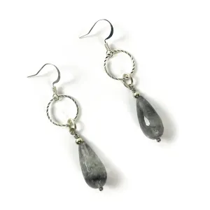 Of The Earth Earrings: Grey Quartz Drops #3215