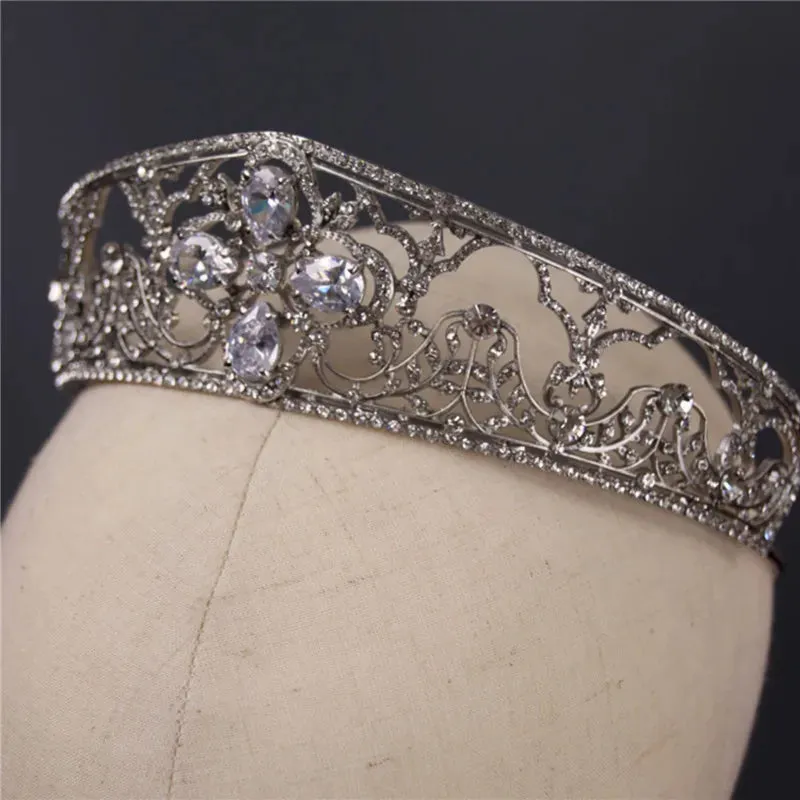 Old Fashion Flower Cubic Zircon Tiara Crown
