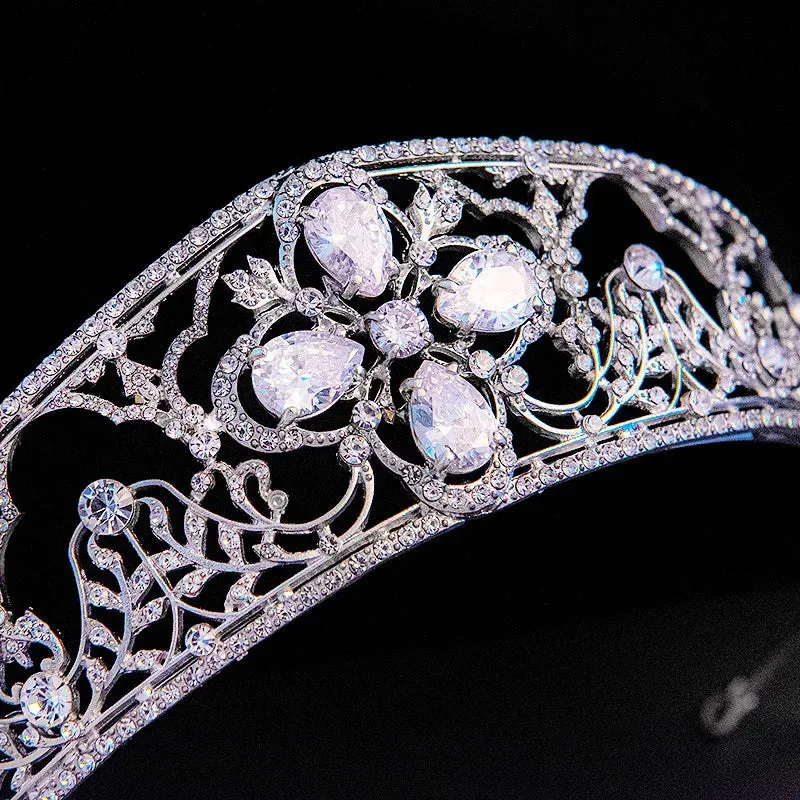 Old Fashion Flower Cubic Zircon Tiara Crown