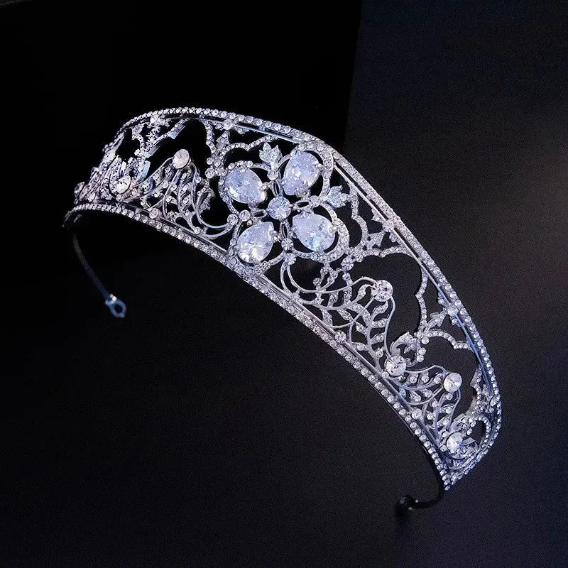 Old Fashion Flower Cubic Zircon Tiara Crown