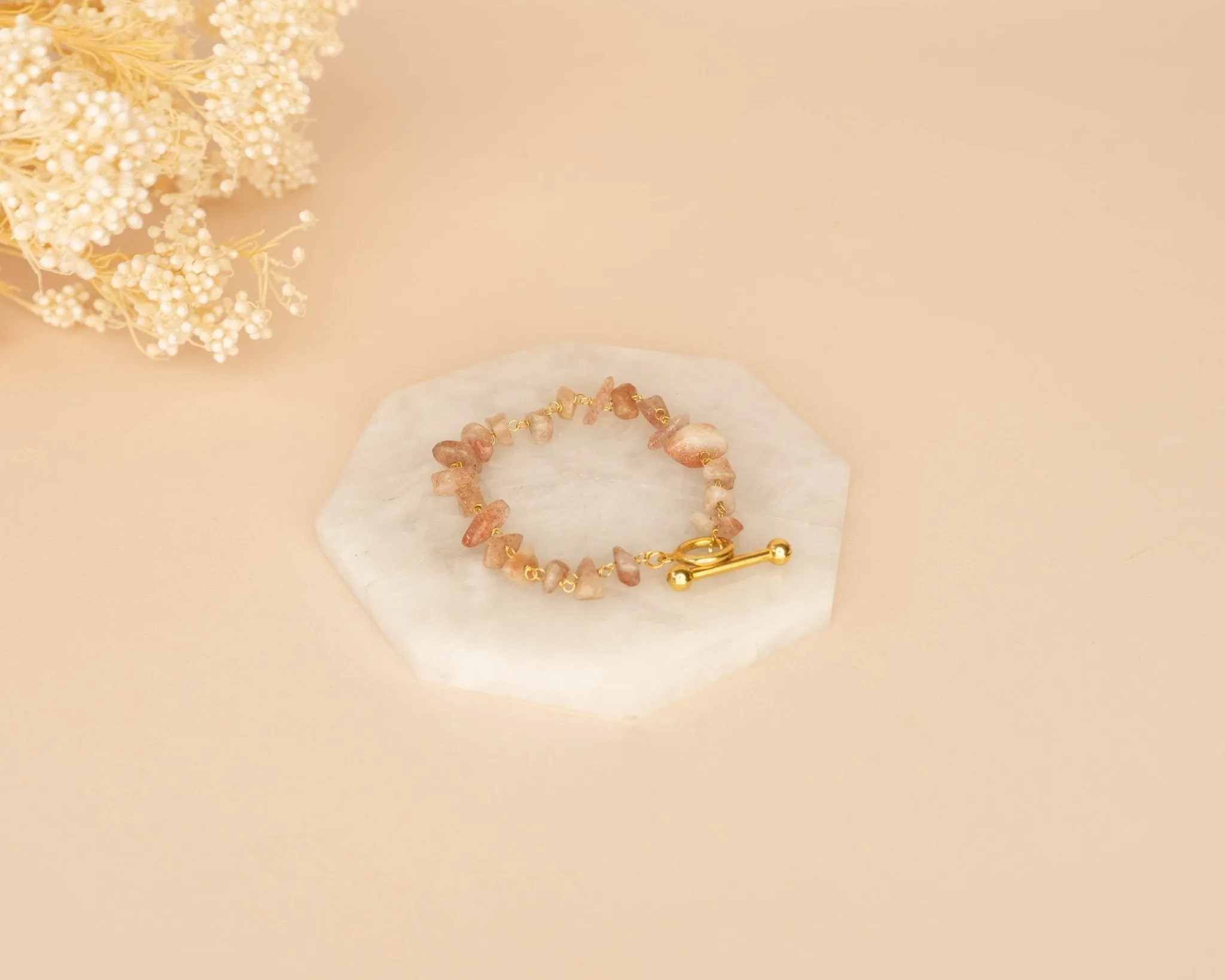 Orange Moonstone Chipped Bracelet