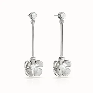Orchid Garden Drop Earrings - Sterling Silver - Moonstone